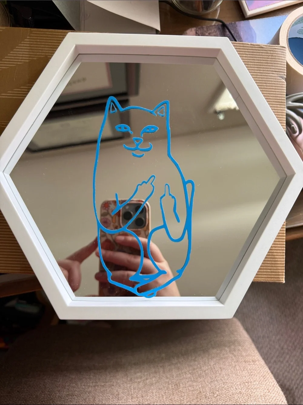 Ripndip Hexagon Mirror with Blue Decal - Picture 1 of 4